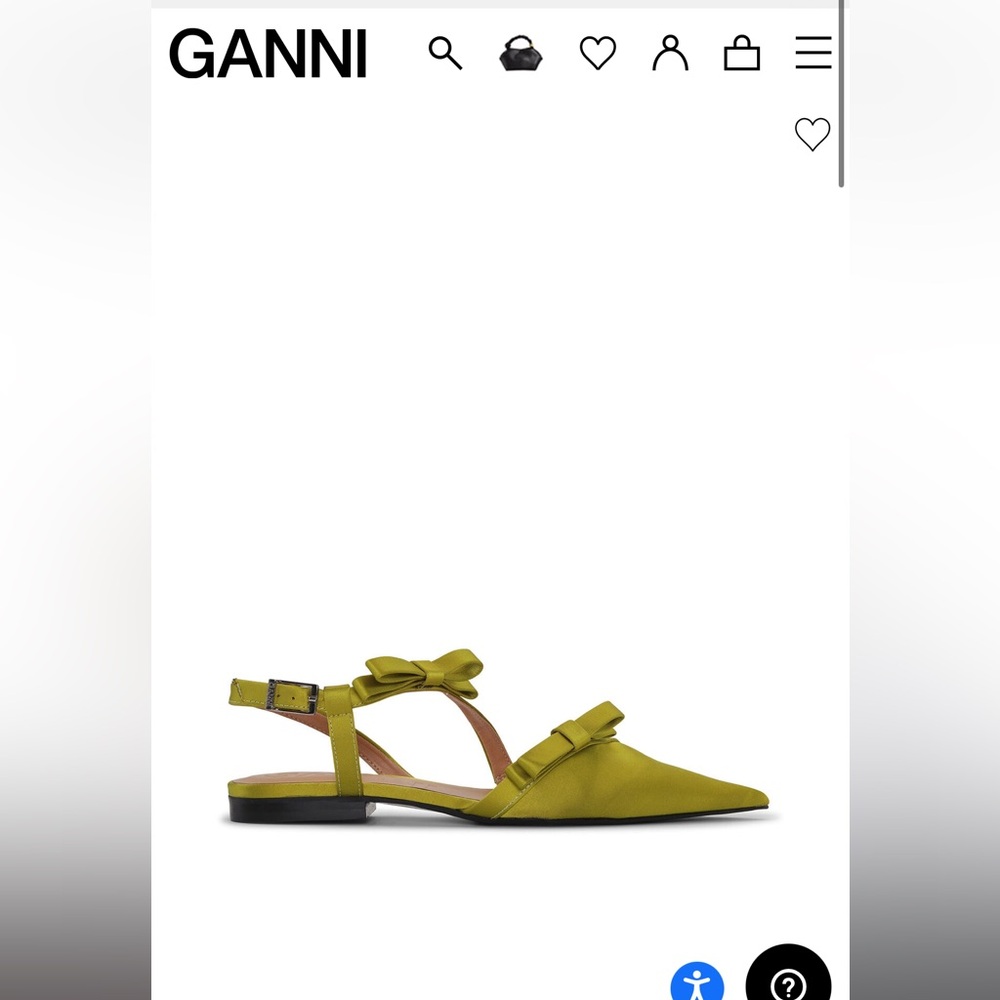GANNI OLIVE MULTI BOW POINTY CUT-OUT BALLERINAS